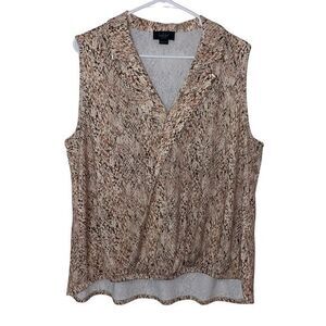 Belldini Los Angeles Woman's Animal Print Sleeveless Front Clasp Blouse Size 2XL